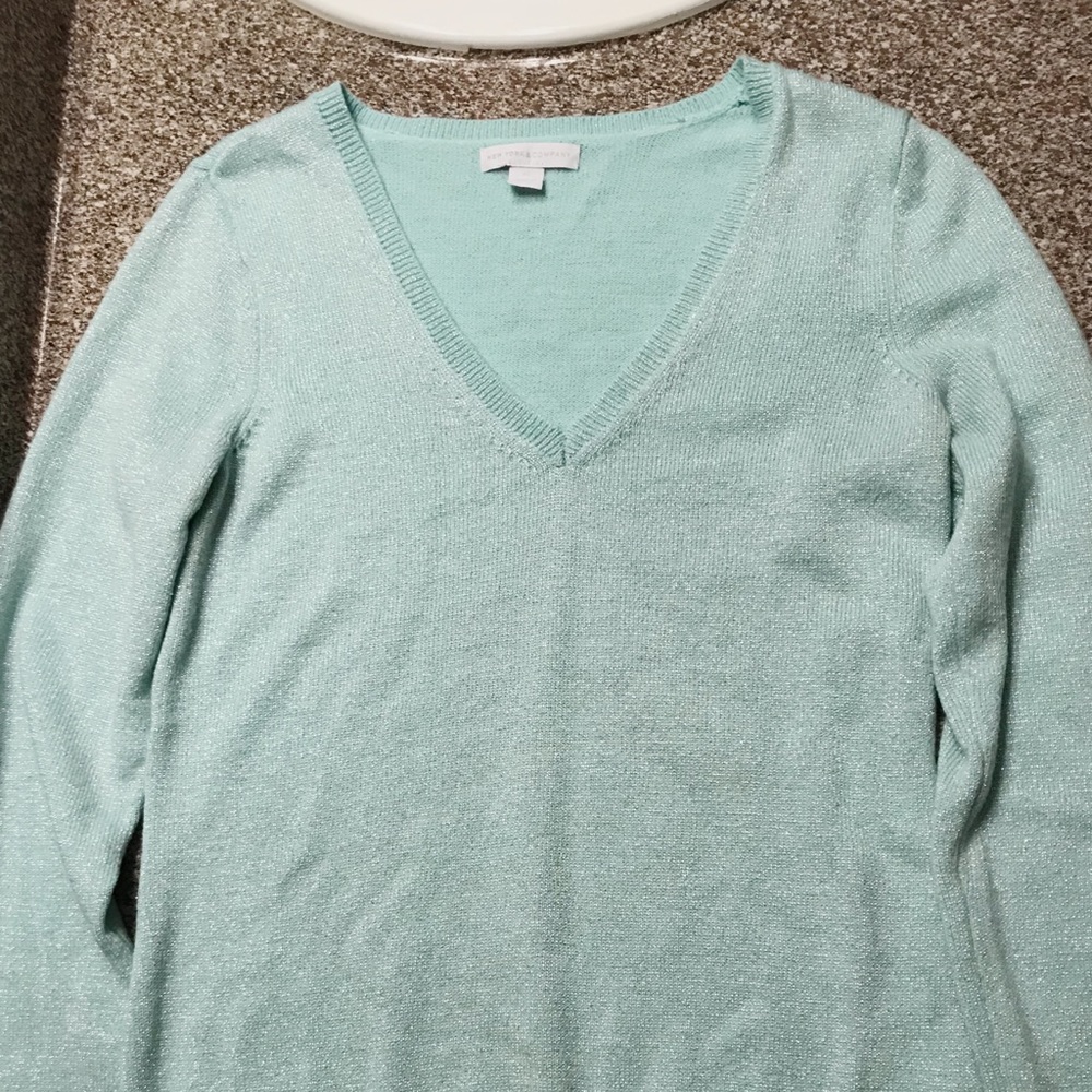 New York & Company Glitter Blue Sweater